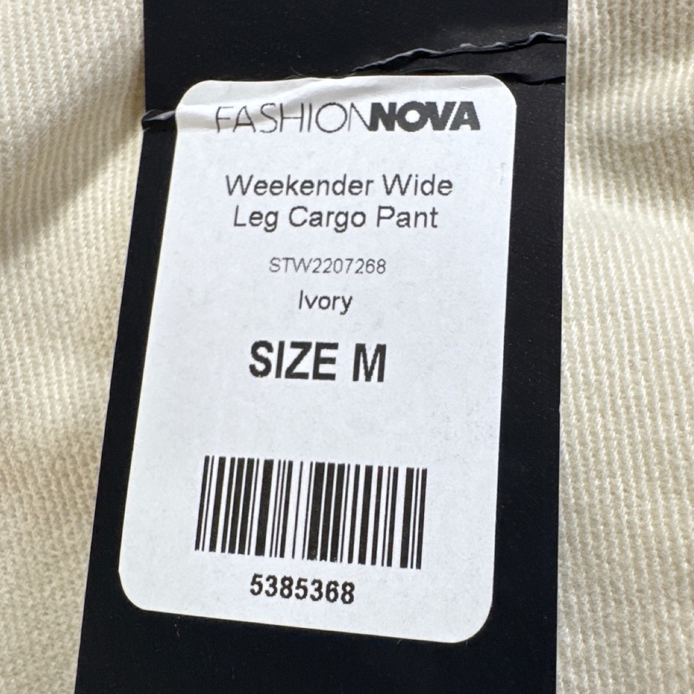 NWT Woven Oversized Winter‎ Ivory Weekender Cargo Pant Cotton Women's M 28-30 - Picture 8 of 10